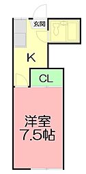ムツミハイツ 1Kの間取図画像