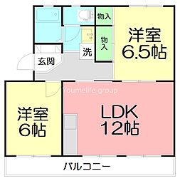 オピュレンス小田原 2LDKの間取図画像