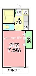 スカイ・フォレスト 1Kの間取図画像