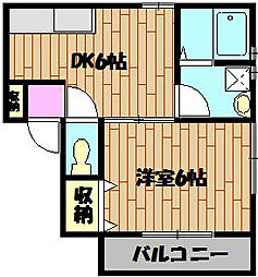 ピーチビーチ 1DKの間取図画像
