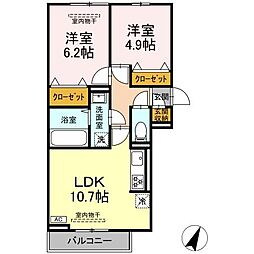 セン・ラークヒルズ 2LDKの間取図画像