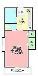 ヴァンシャンテ 1Kの間取図画像