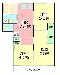 アルファルス2 3DKの間取図画像