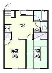 ドミール中庭B 2DKの間取図画像
