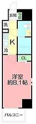 ライムレジデンス平塚ウエスト 1Kの間取図画像