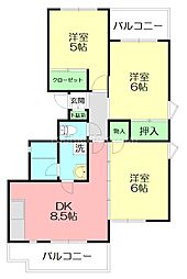グリーンマンションテラ 3DKの間取図画像