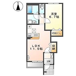 サンフォレスタA 1LDKの間取図画像
