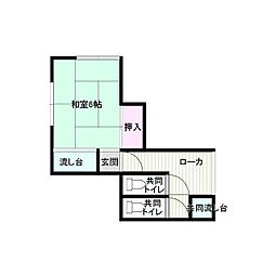 千秋荘 1Kの間取図画像