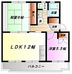 リバーサイドハイツ 2LDKの間取図画像