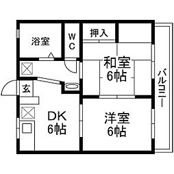 マンション瀬戸 2DKの間取図画像