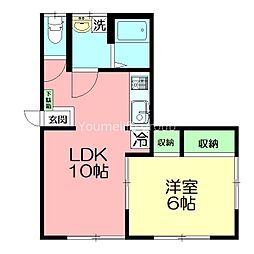 出口ハイツ1 1LDKの間取図画像