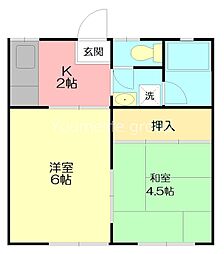 オオバハイツ 2Kの間取図画像