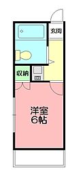 コンサートワン 1Kの間取図画像
