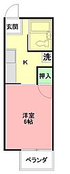 シティハイムエクセル3 1Kの間取図画像