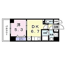 スアヴィス平塚八重咲 1DKの間取図画像
