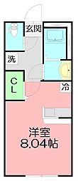 モカハウス ワンルームの間取図画像
