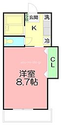 ささほハイツ 1Kの間取図画像