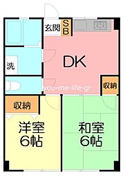 曽我マンション 2DKの間取図画像