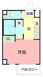 グレースコート平塚 1Kの間取図画像