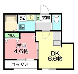 木の花マンション 1DKの間取図画像