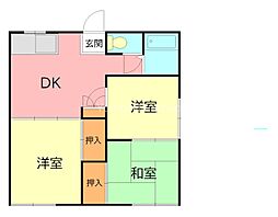 添田ハイツ 3DKの間取図画像