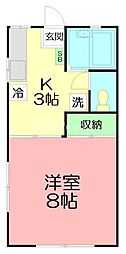 今井ハイツE棟 1Kの間取図画像