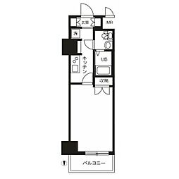 ステラ平塚 4階1Kの間取り