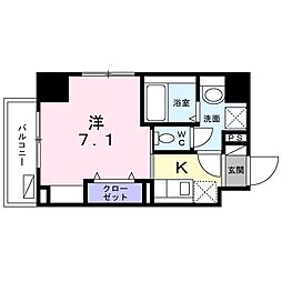 スアヴィス平塚宝町 11階1Kの間取り