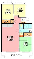 ハイツ崇善 1階3LDKの間取り