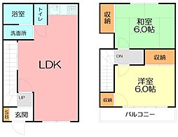 タタン・デュオ別堀A 2LDKの間取り