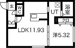 F/LEAD浅間町 3階1LDKの間取り