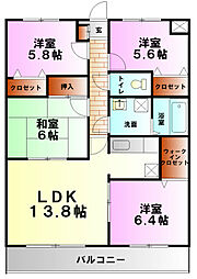 ディアコート 2階4LDKの間取り