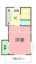 ベルハイム21 1Kの間取図画像