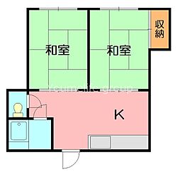 飯塚ハイツ 2DKの間取図画像