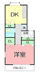 アウローラ大磯 1DKの間取図画像