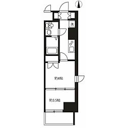 ステラ平塚 4階1Kの間取り