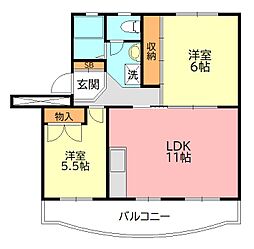 サニーコート鈴木 3DKの間取図画像