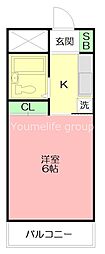 フリージア ワンルームの間取図画像