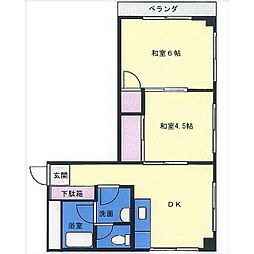 ニューフラット2 2DKの間取図画像