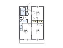 レオパレス石塚 2DKの間取図画像
