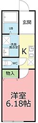 メーヴェ伊勢原 1Kの間取図画像
