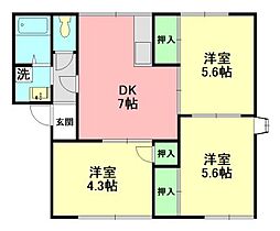 アーバンヒル 3DKの間取図画像