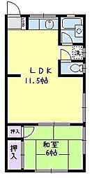 KAINOS袖ヶ浜 1LDKの間取図画像