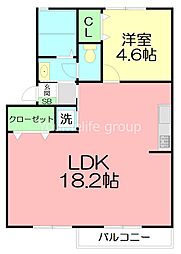ドミール林 1LDKの間取図画像