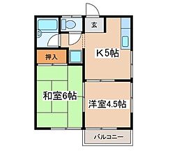ハイツ岩田 2Kの間取図画像