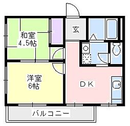 シャトー・巽 2DKの間取図画像