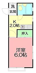 鶴巻フラット 1Kの間取図画像