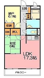 アゼリアコート 2LDKの間取図画像