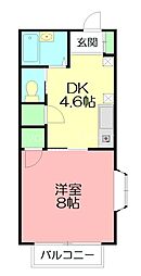 Bellハイツ湘南 1DKの間取図画像