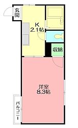 カーサピーノ 1Kの間取図画像